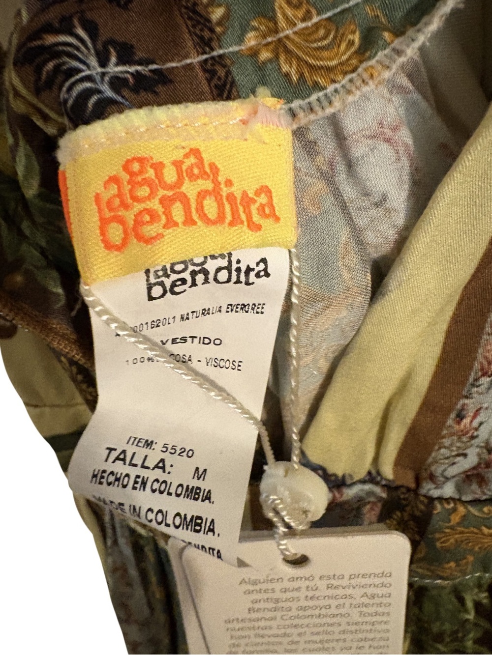 Agua Bendita Evergreen Story Naturalia Open Back Maxi Dress NWT - Picture 6 of 8